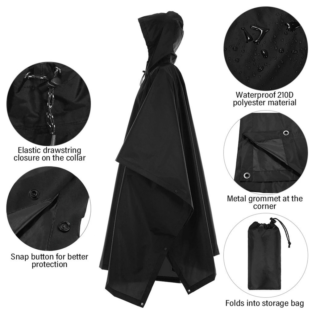 Cloak Raincoat Poncho Adult Outdoor Walking Tour Polyester Multi ...
