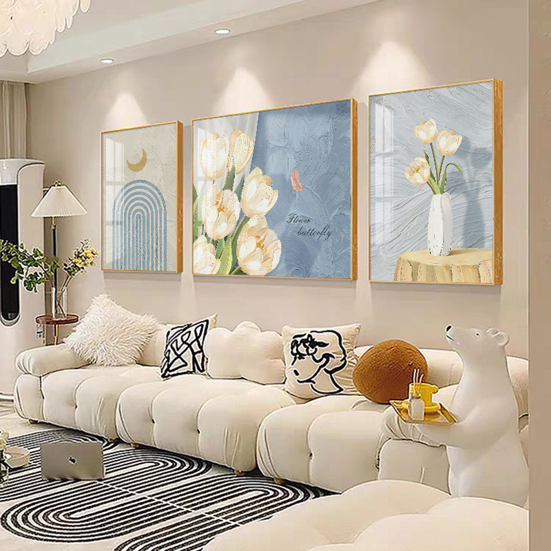 Modern Minimalist Living Room Decorative Painting Cream Restaurant Sofa