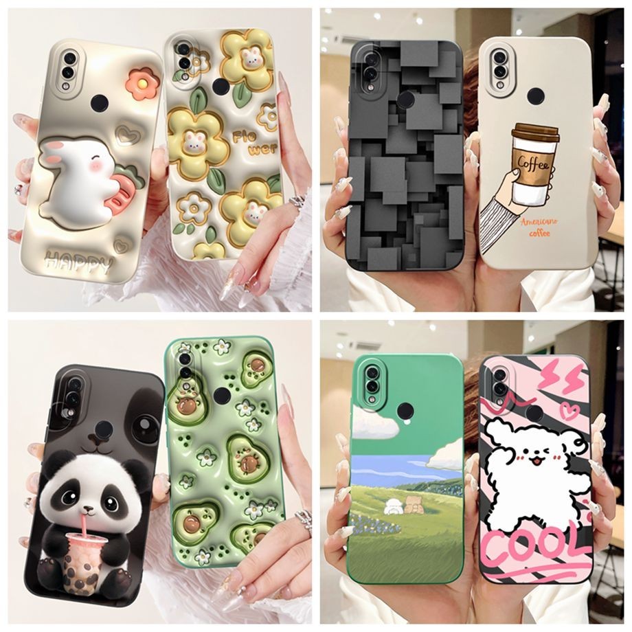 Xiaomi Redmi Note 7 Note 7s Casing Aesthetic Cartoon Flower Panda Lens 