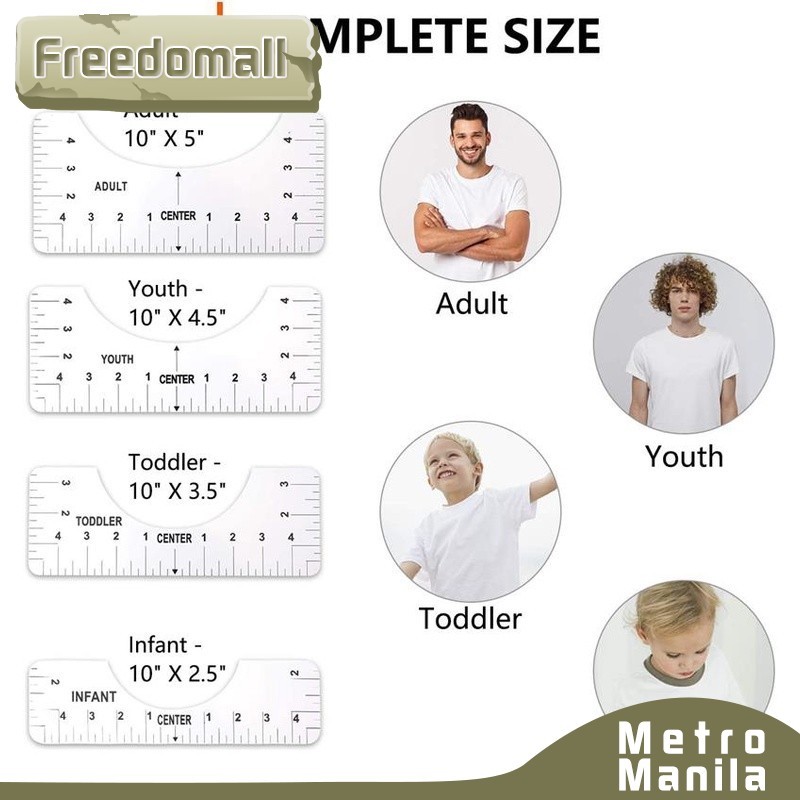 4-in-1 Tshirt Ruler Guide /PVC Collar Guide Rule for Infant, Toddler ...