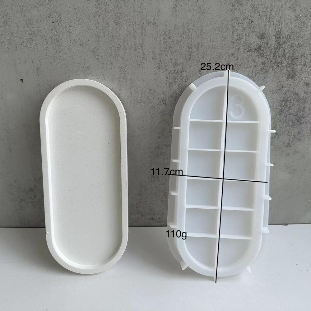 DIY Oval Flower Pot Base Mold Cement Drops Glue Plaster Oval Tray