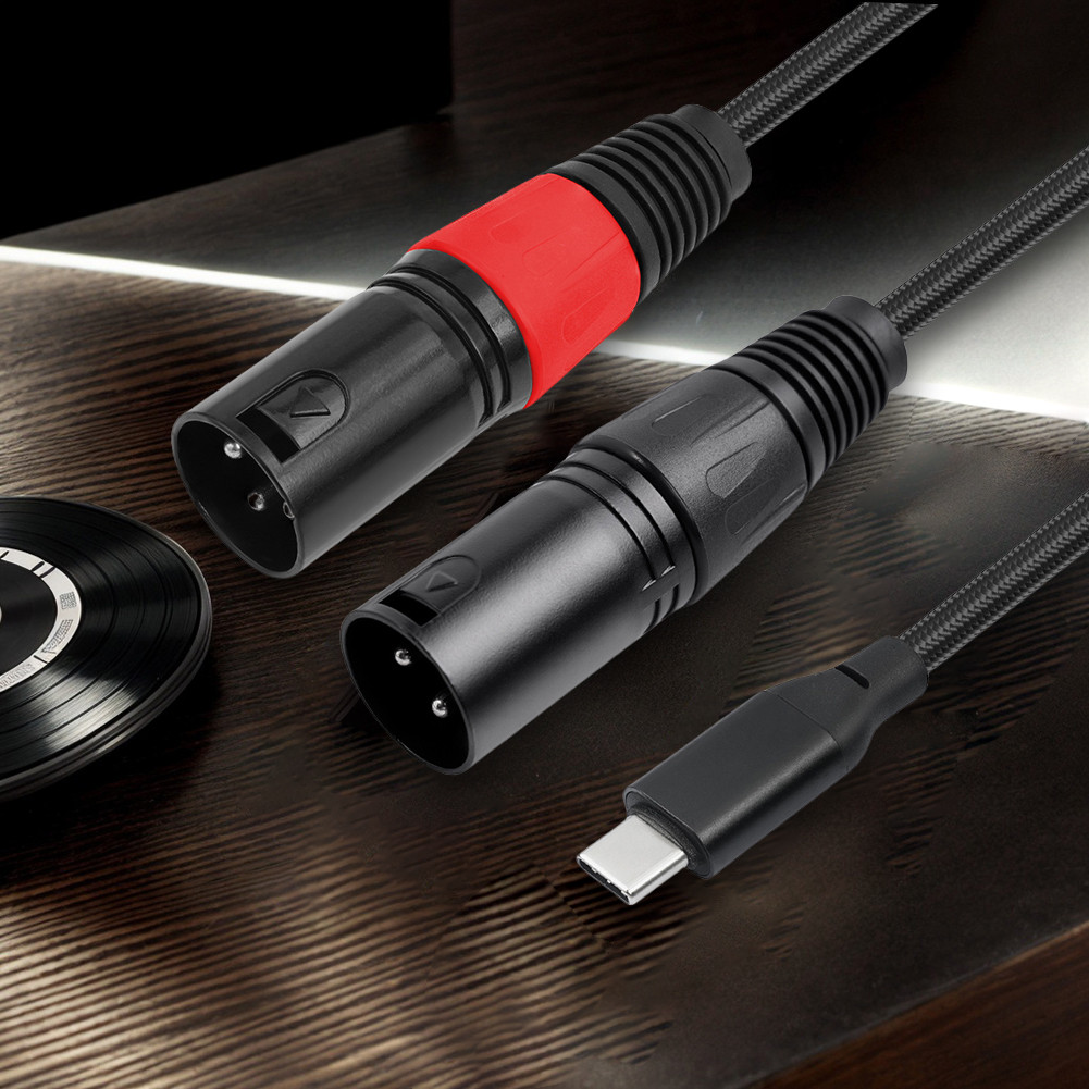 USBC to Dual XLR 3Pin Cable Braided Type C to XLR Male Output Stereo