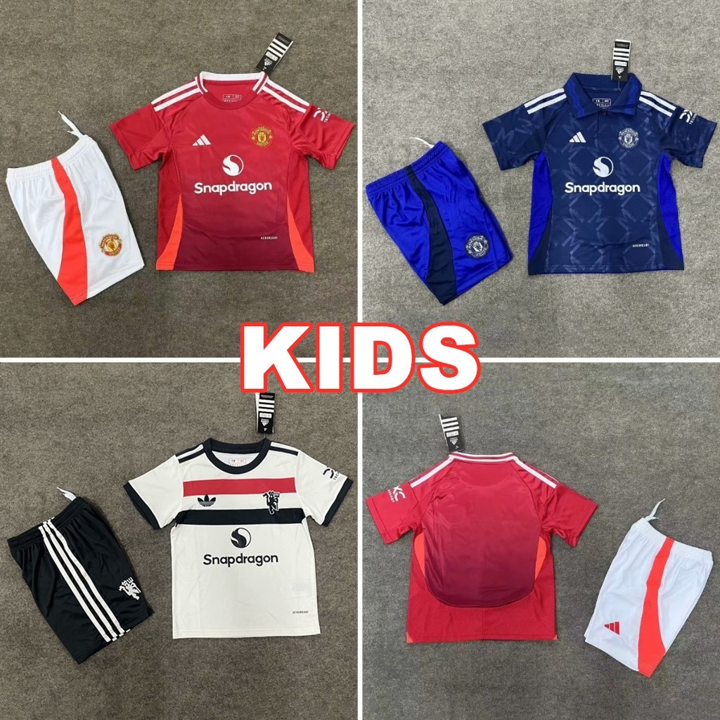 Kids kit 2024 2025 MU Home Away 3rd Football Jersey Set Manchester
