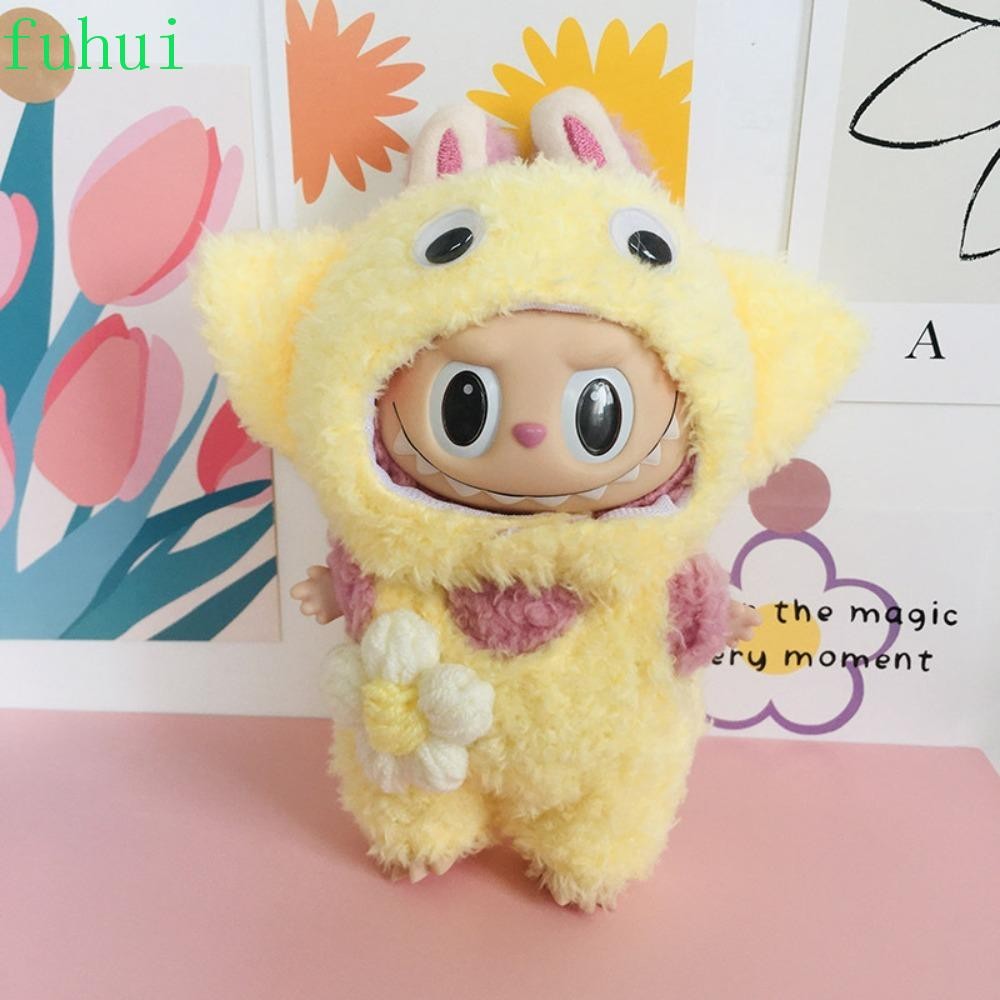 FUHUI Labubu Dolls Clothes Suit, Plush Jumpsuits Animal Hat Labubu Time
