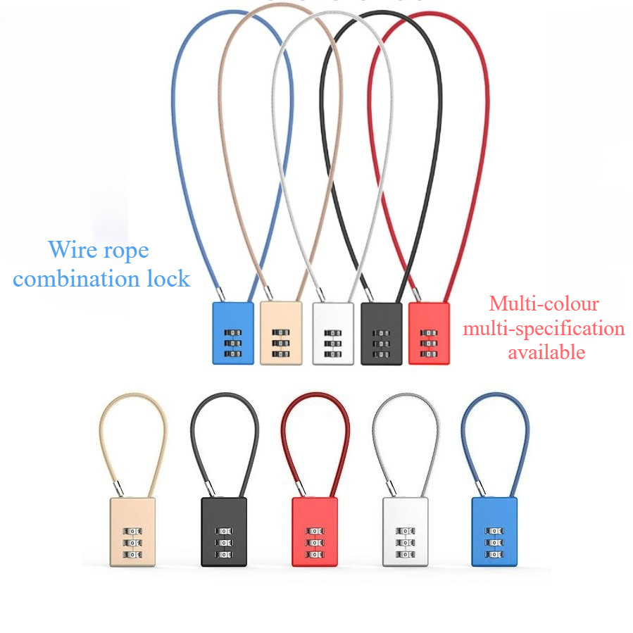 Wire Rope 3-digit Combination Padlock Winding Keyless Padlock Zinc ...