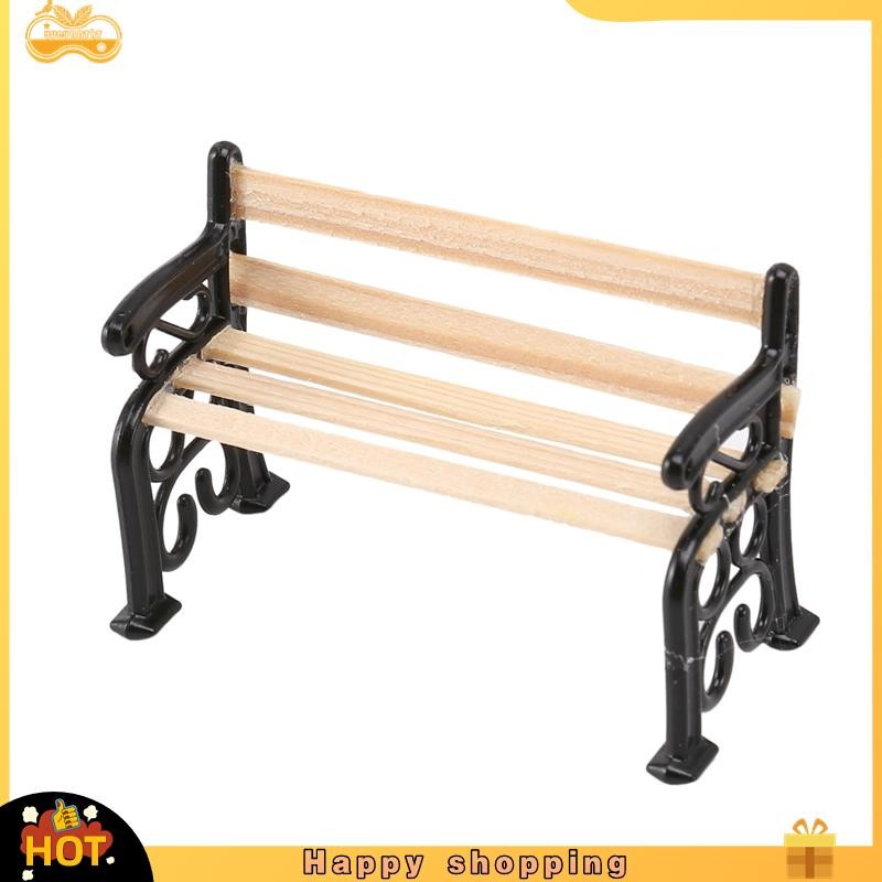 {yueynntht}1/24 Dollhouse Miniature Garden Patio Furniture Park Bench
