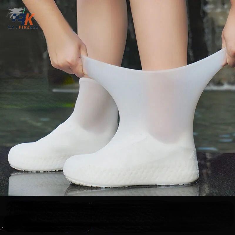 (KFL) Reusable Waterproof Rain Shoes Covers Silicone Outdoor Rain Boot ...