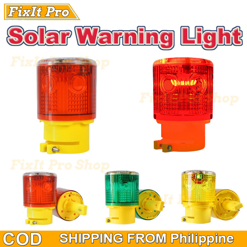 Solar Warning Light, Waterproof LED Strobe Safety Warning Flashing ...