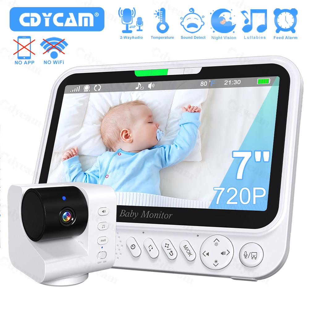 7 Inch Wireless Baby Monitor No WiFi Kids Nanny 2 Way Audio Night ...