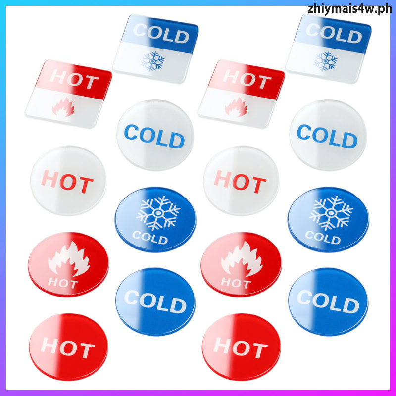 16 Pcs Acrylic Round Sticker Sign Hot Cold Faucet Label Indicator ...