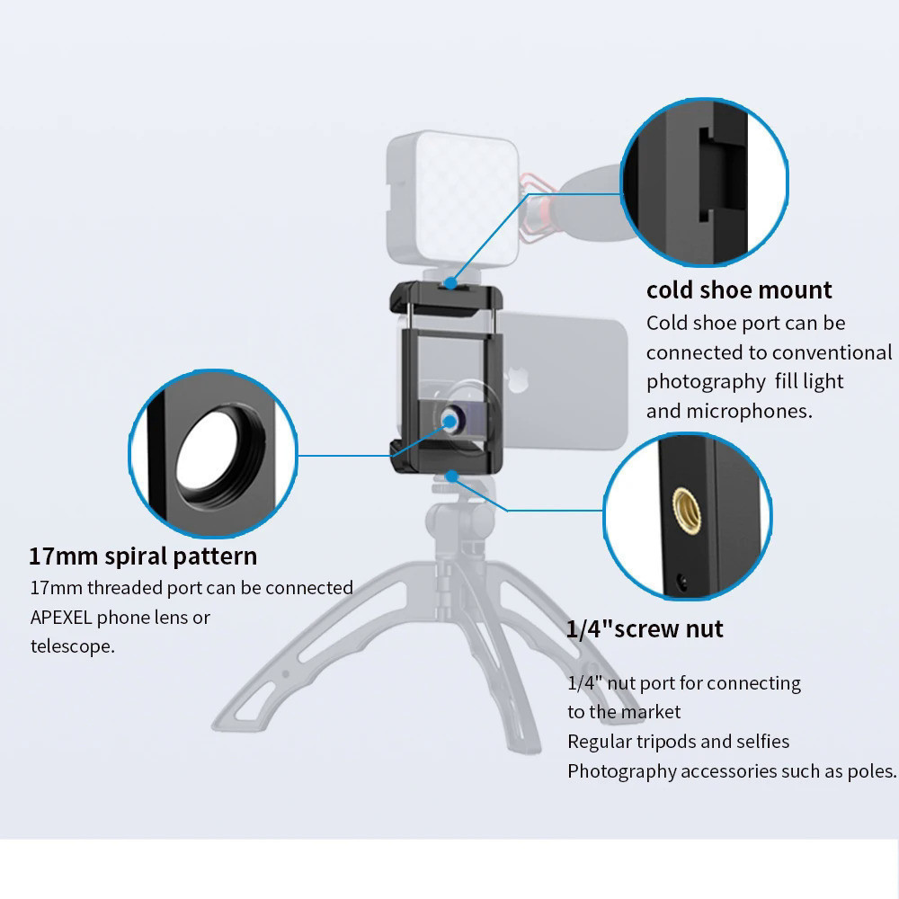 APEXEL phone clip can be equipped with a lens,17mm,1/4 threaded ...