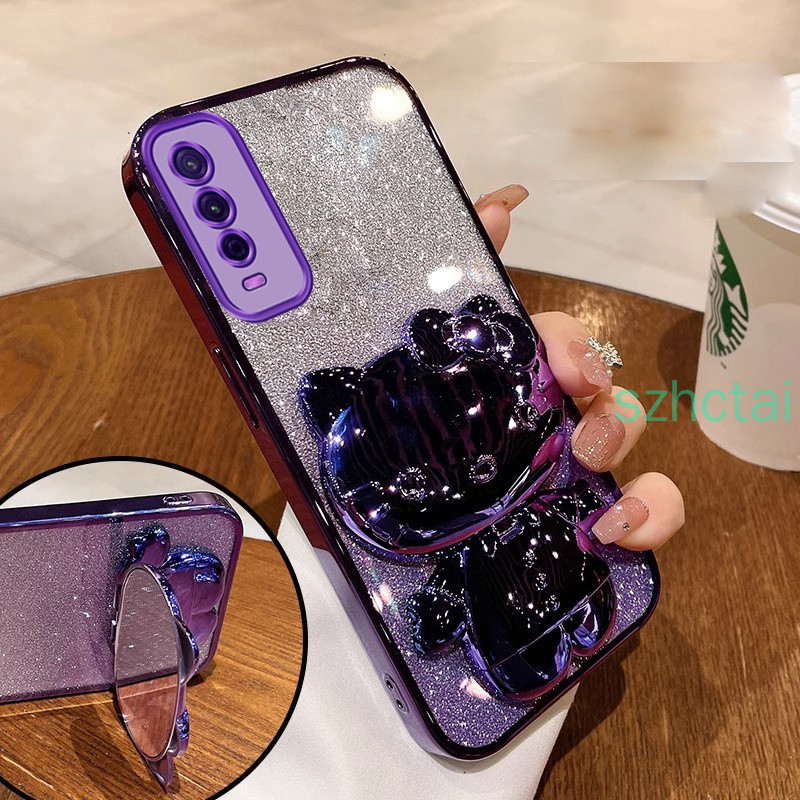 Casing vivo y12s vivo y12a vivo y20 vivo y20s vivo y20i vivo y20s g Phone  case with soft gold edge shiny and transparent shock absorption protection 