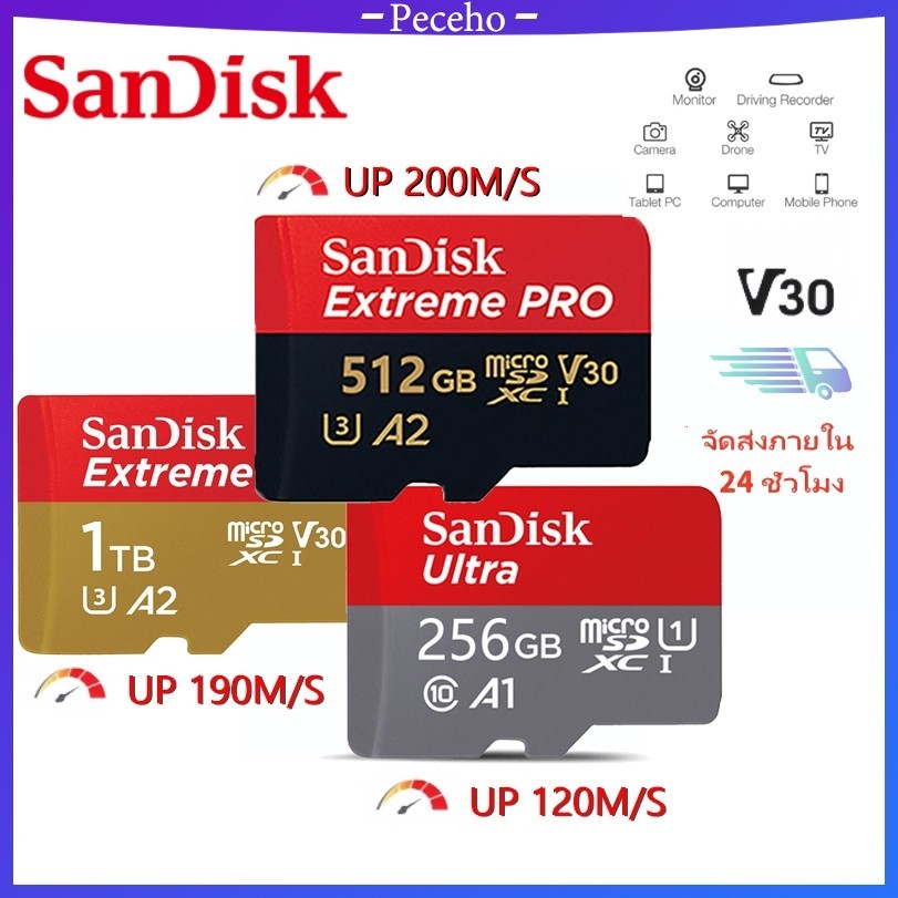 SanDisk Memory Card 1TB 512GB 256GB 128GB 64GB 32GB 16GB Micro SD Card ...