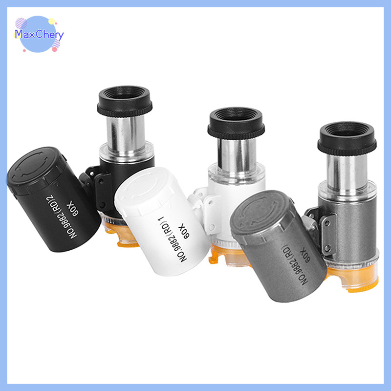 MCHY> Mini Pocket Microscope Kit 60x Lab Handheld Microscope Powered ...