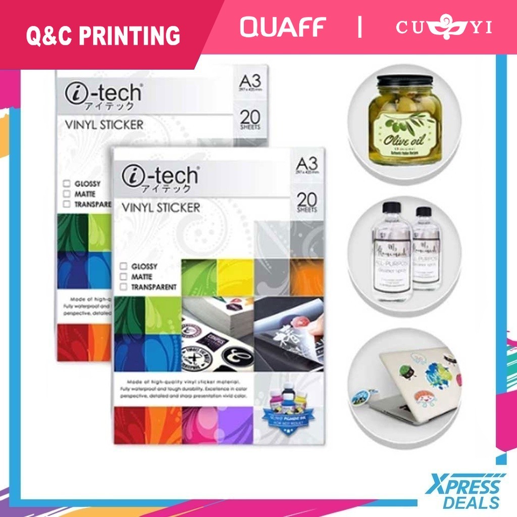 [1 PACK] A3 Size I-tech Vinyl sticker Printable Waterproof Vinyl ...