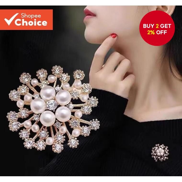 Elegant Brooch For Women, Pearl & Metal Scarf Pin, Fashion Clothes ...