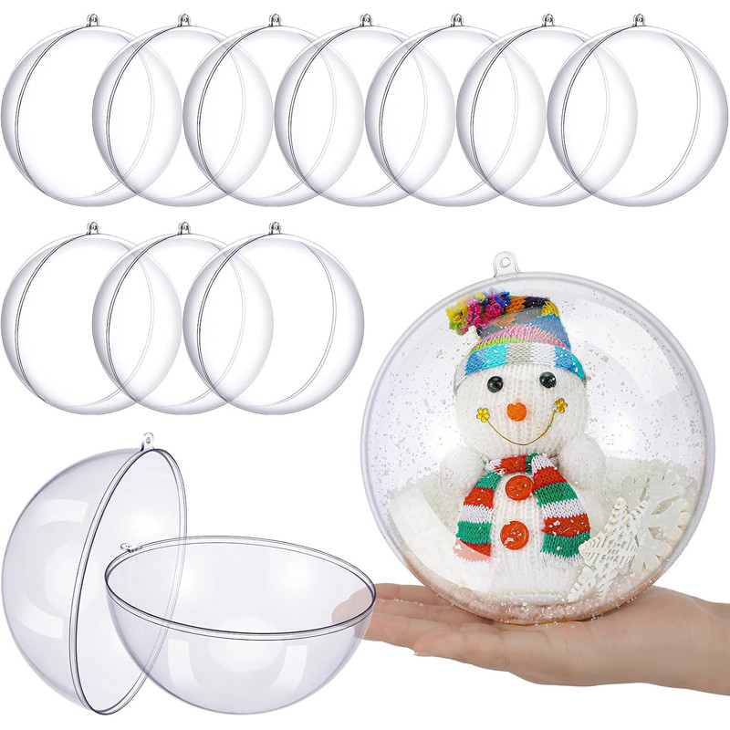 5/6/8/10cm Clear Plastic Fillable Christmas Ball Ornaments / Xmas Party ...