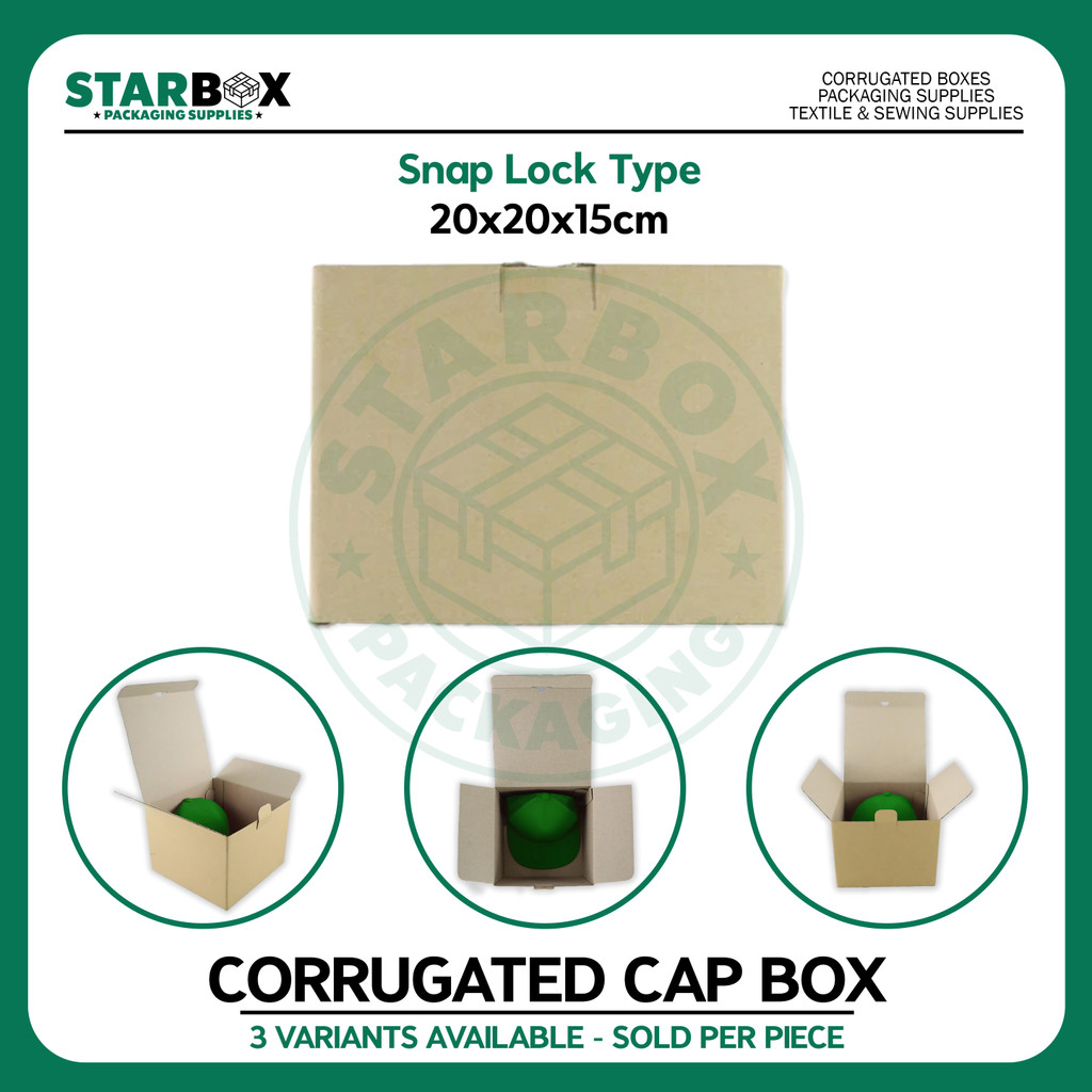 BOX ONLY Starbox Snap Lock Corrugated Box (Box Only) Cap Box 20x20x15cm ...