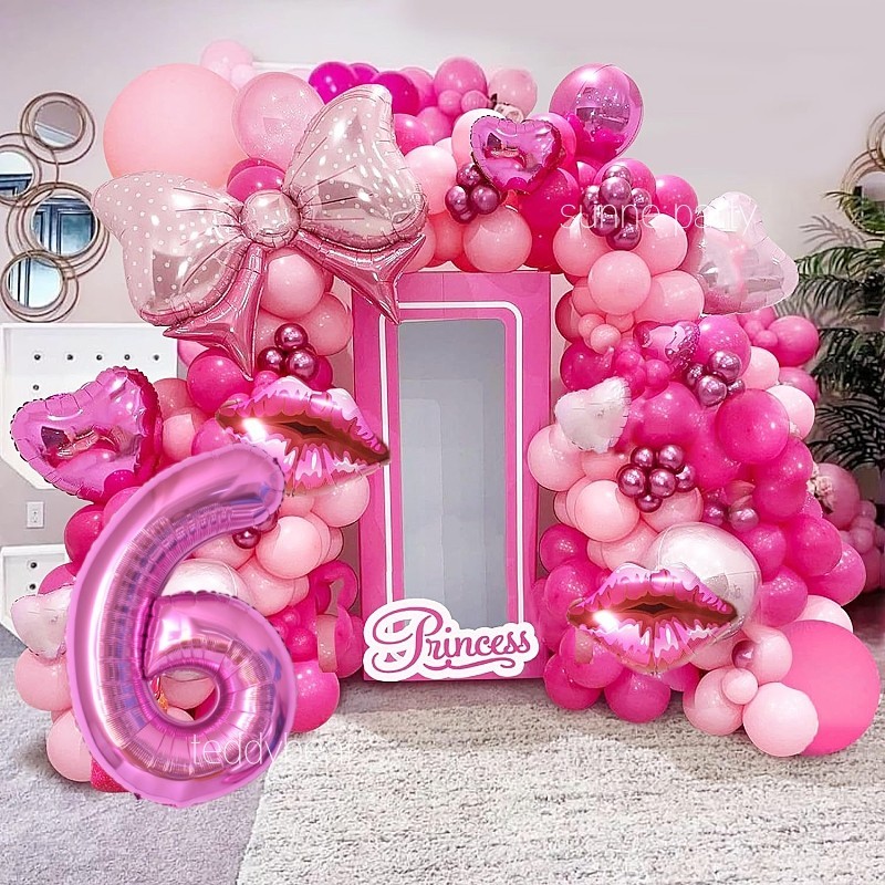 Barbie Balloon Garland Arch Kit Princess Bow Foil Ballons Set for ...