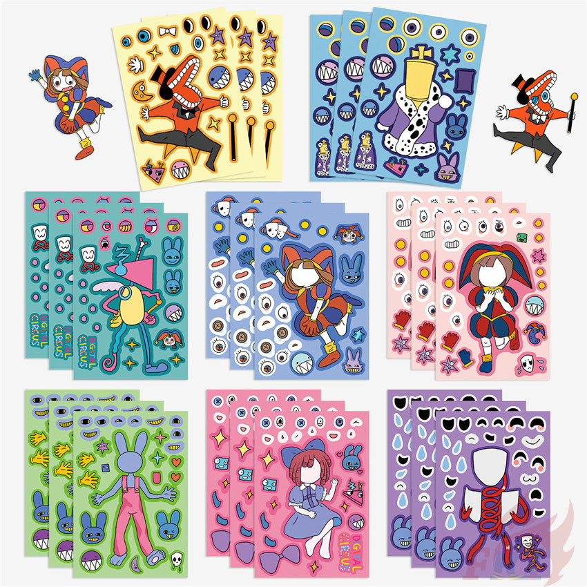 8Sheets/Set The Amazing Digital Circus . Make A Face Series 01 Kids