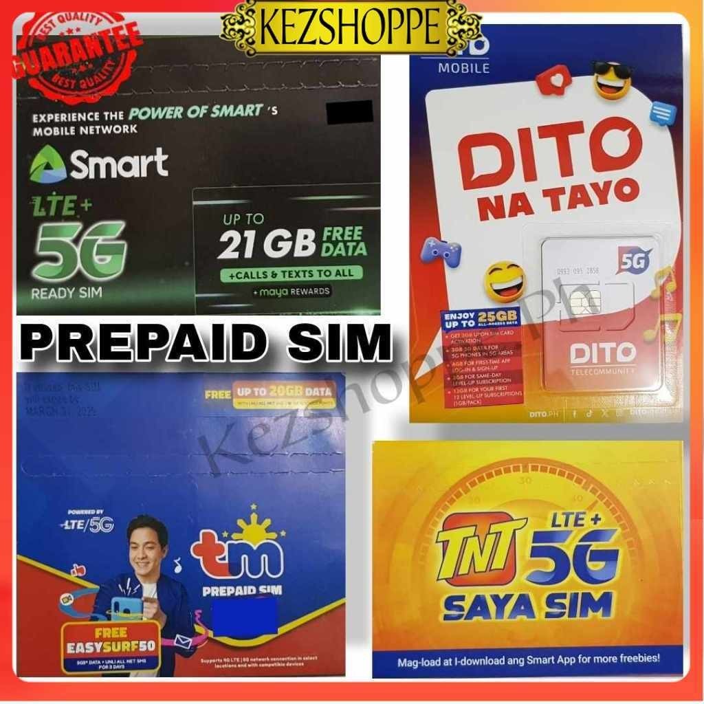 Kezshoppe 5G Simcard TNT / SMART / GLOBE / DITO Regular Prepaid Sim ...
