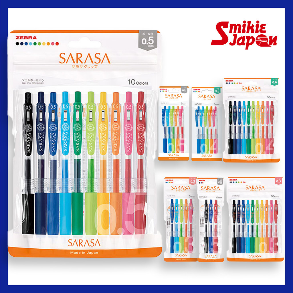 Zebra Sarasa Clip Gel Pen 0.3mm / 0.4mm / 0.5mm 3/5/10 Color Set Smooth ...