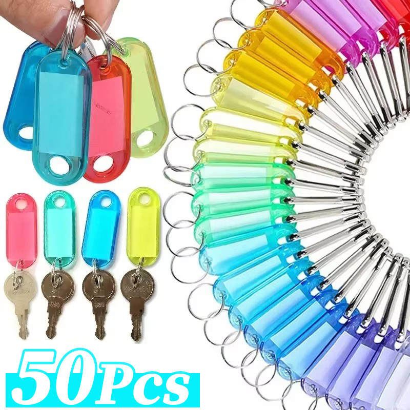 Transparent Split Ring Keychains / Crystal Key Tags / Colorful Taggable ...