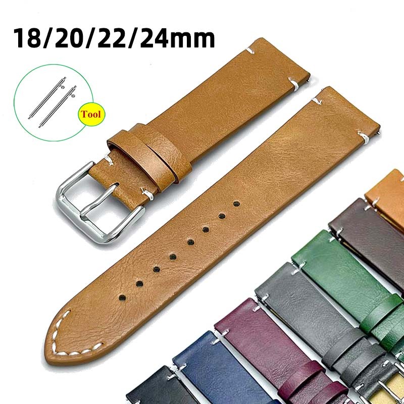 18mm 20mm 22mm 24mm Soft Thin Genuine Leather Watch Strap Cow Leather