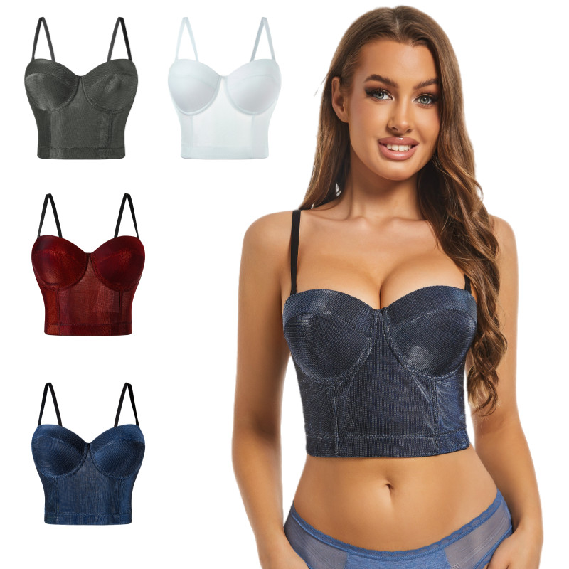 New Faux Suede Boho Corset Bralete Women's Bustier Bra Night Club Party Cropped Top