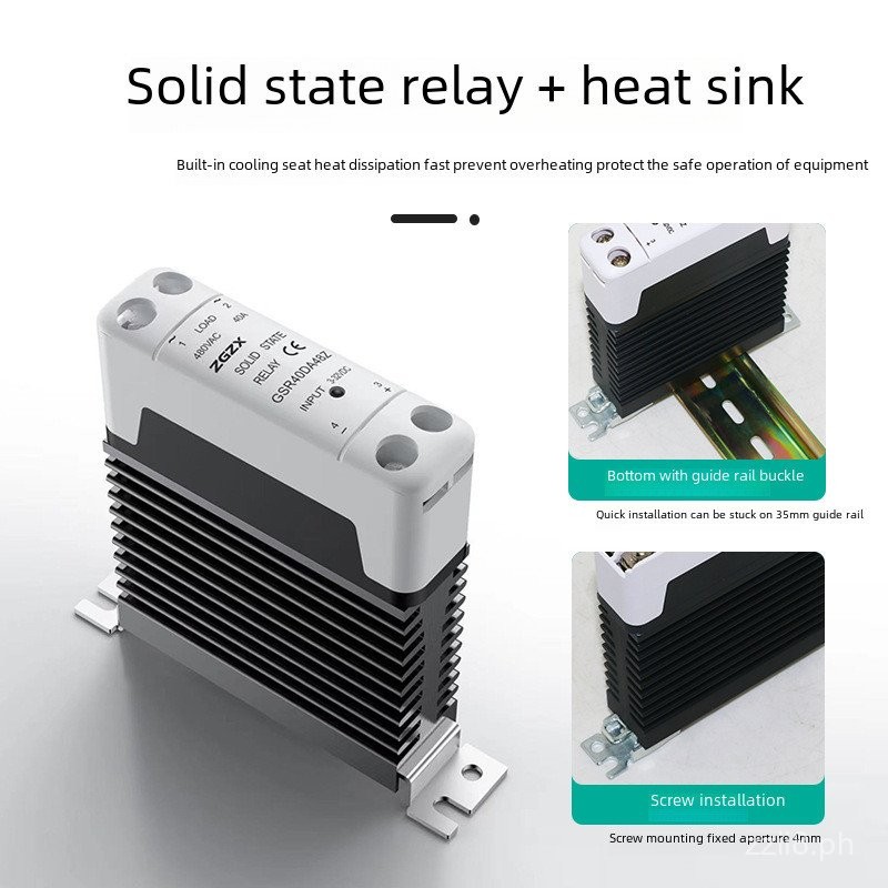 Guide Rail Type Solid State Relay with Radiator Base25A40ADC Control AC ...