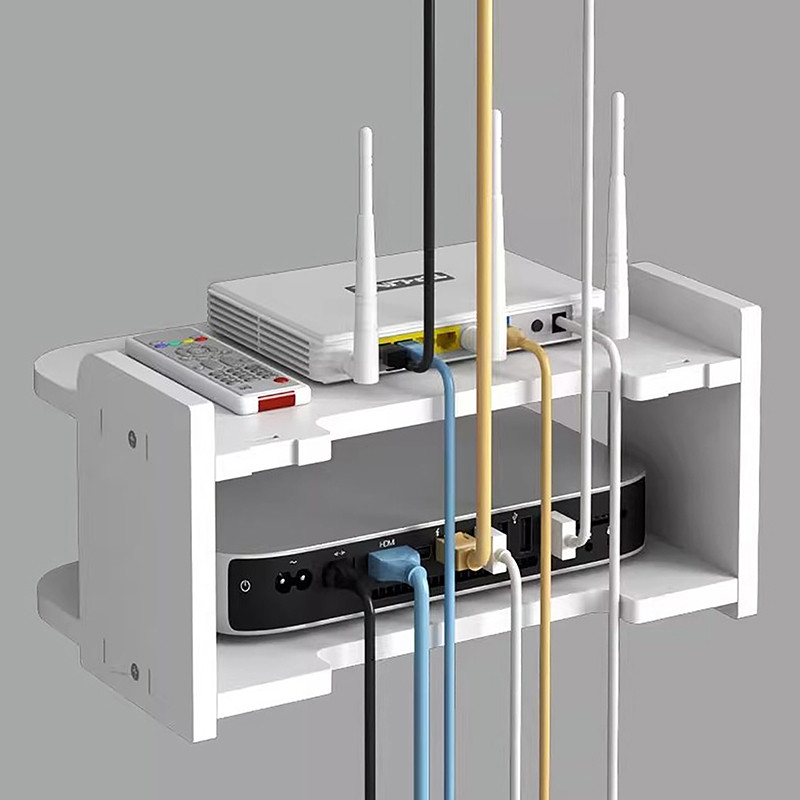 GMARTY 2 Tier Floag Shelves Wifi Router Hanging Layer Multi Tap Outlet ...