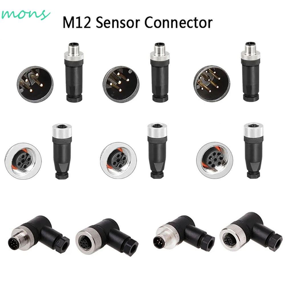 MONS M12 Sensor Connector, Male Female Socket 4 5 8 Pin M12 Aviation ...