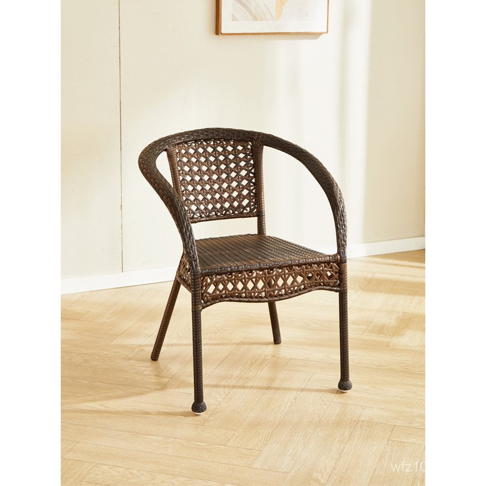 Home Armrest Chair Small Rattan Chair Backrest Chair Outdoor Simple ...