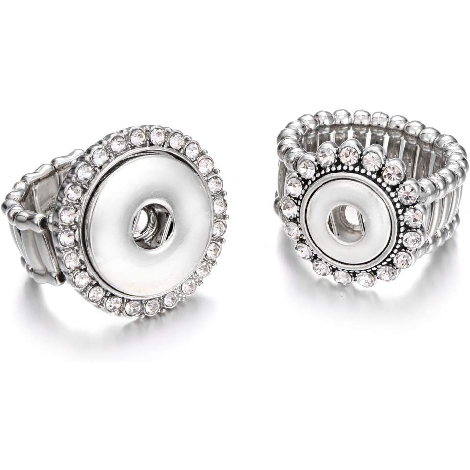 2pcs Mixed Random Adjustable 12mm 18mm Snap Jewelry Ring Charms 18mm ...