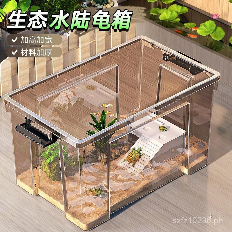 Turtle Breeding Table with Cover, Anti-Escape Plastic Tank for Home Use ...