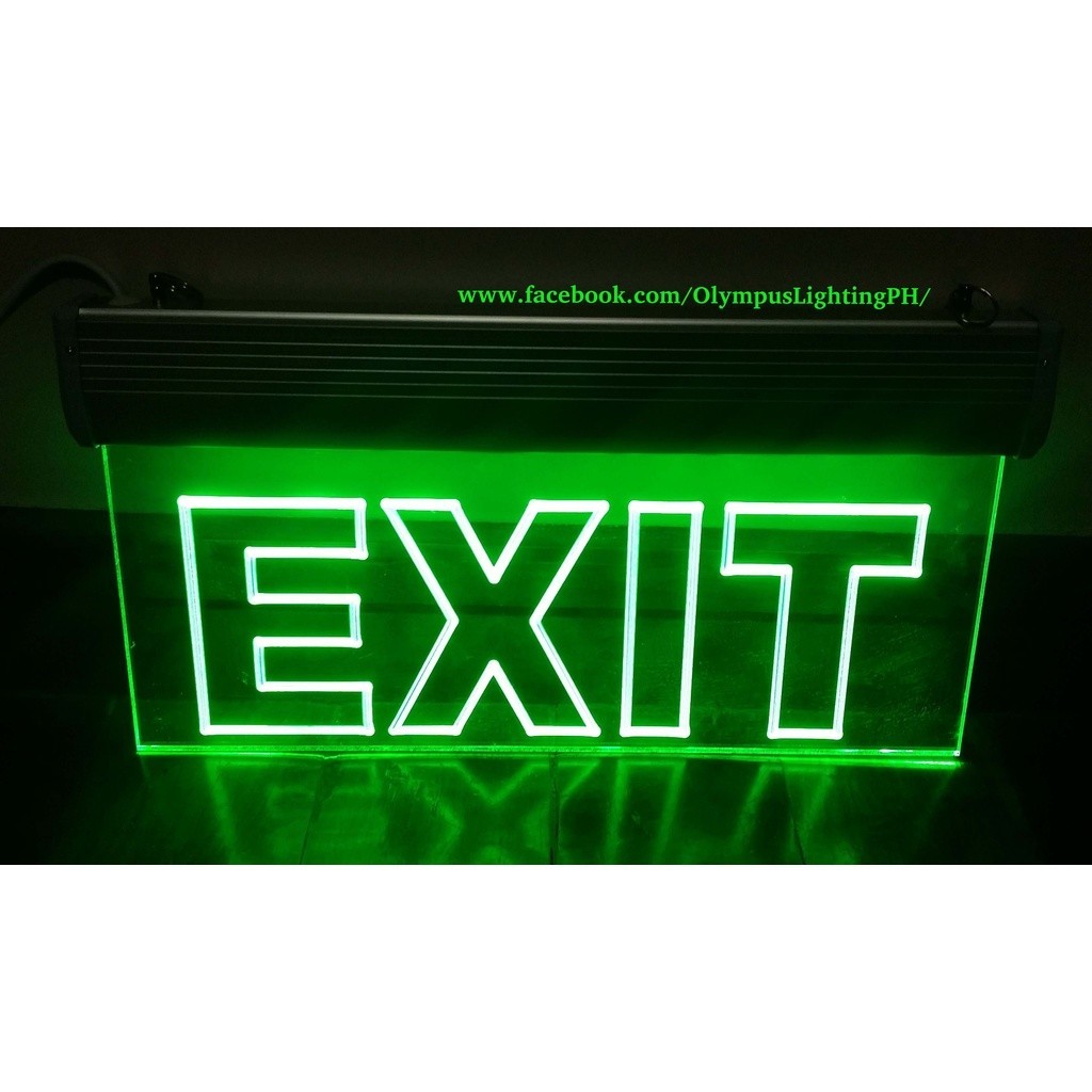 LED Exit Light Exit Sign Acrylic Green Fire Safety | Shopee Philippines