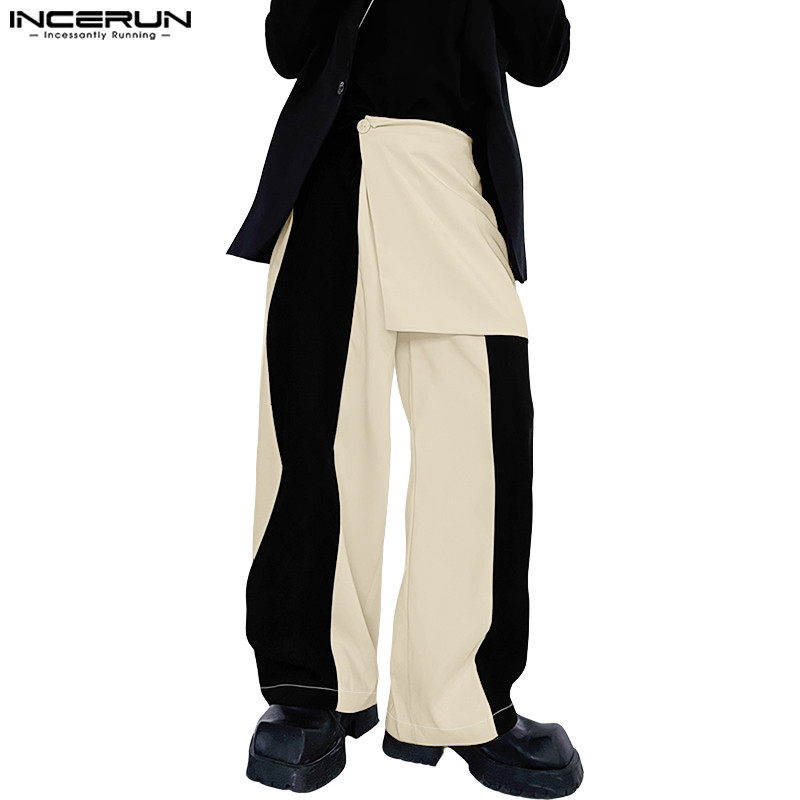INCERUN Men's Splicing Color Contrasting Deconstructing Patch Design ...
