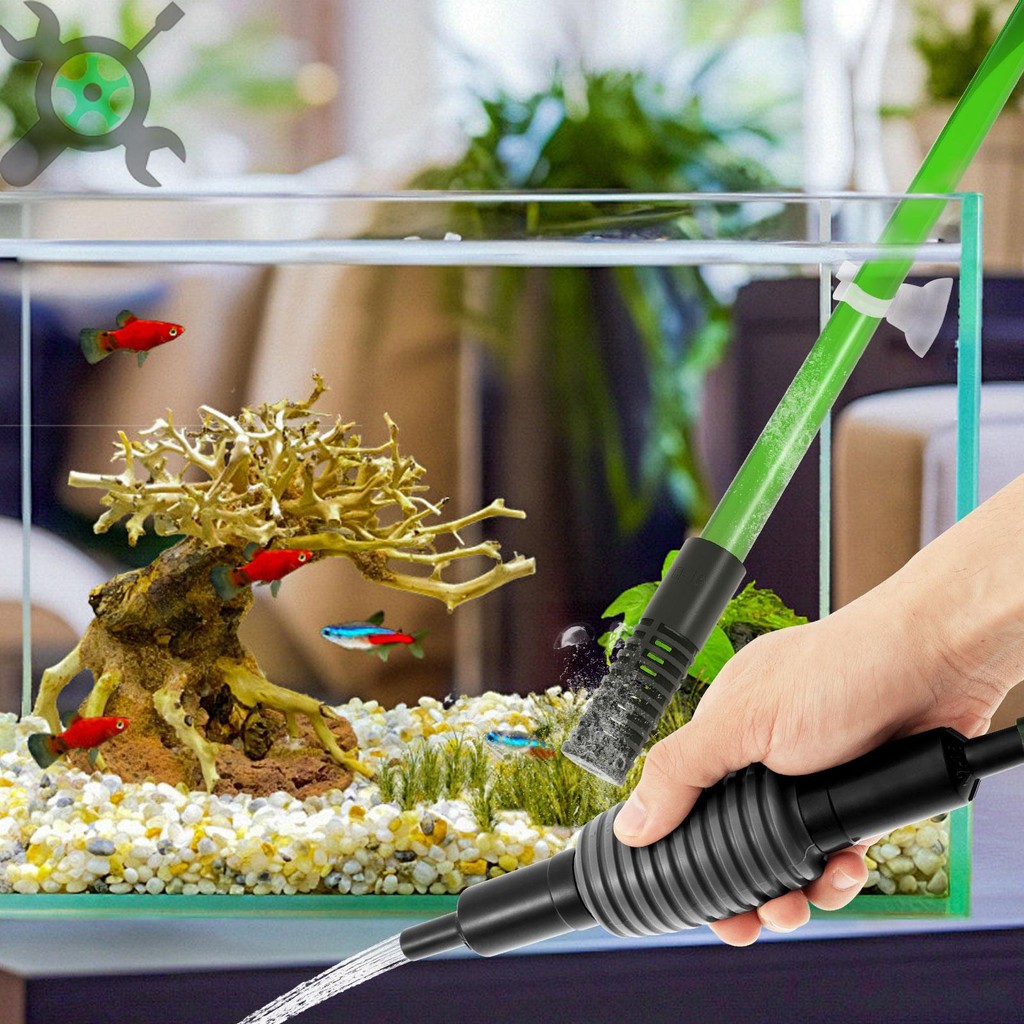 PVC Aquarium Siphon Gravel Cleaner Deep Cleaning Pump Sand Cleaner Kit ... - Cleaning Aquarium Drain Caps