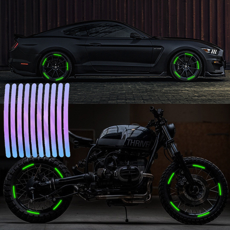 Car wheel hub reflective sticker personalized creative color tire ...