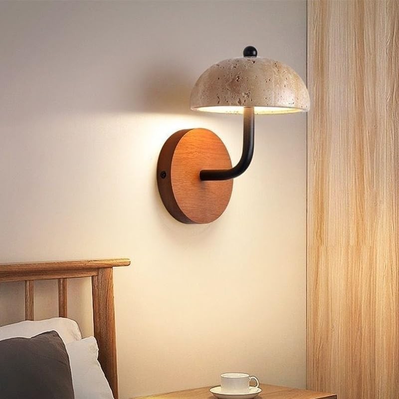 Modern Wooden Wall Lamp Unique Design Yellow Travertine Wall Light