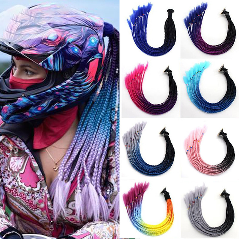 24Inch Helmet Braid Pigtails Ponytail For Women Motorcycle Helmet Braid ...