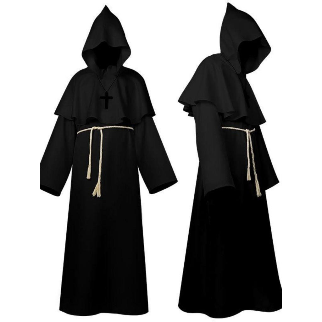 Panda Medieval Monk Friar Robe Hooded Renaissance Priest Costume For ...