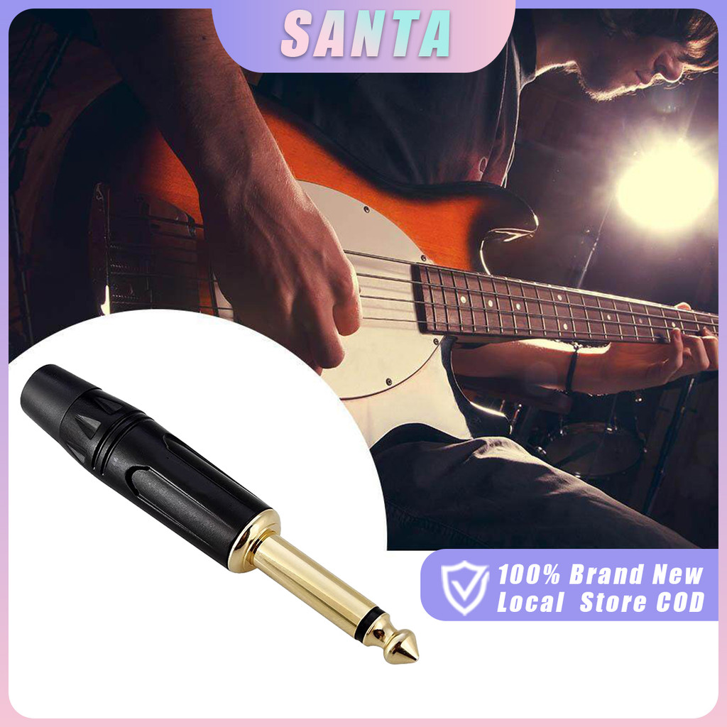 6.35mm Silent Mono /Dual track Plug Gold Tip for guitar, bass, violin
