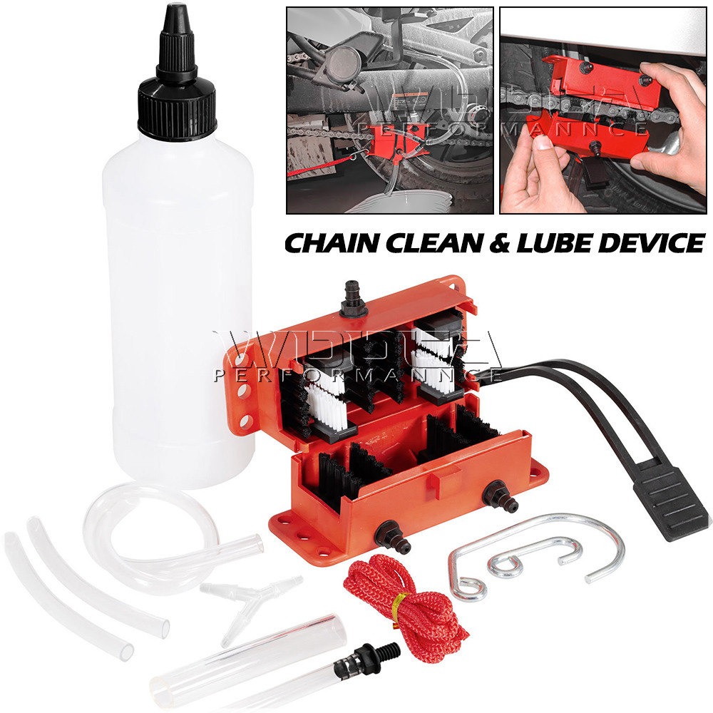 Premium Chain Cleaning & Lube Device Lubricating Kit Set for Motorcycle ...