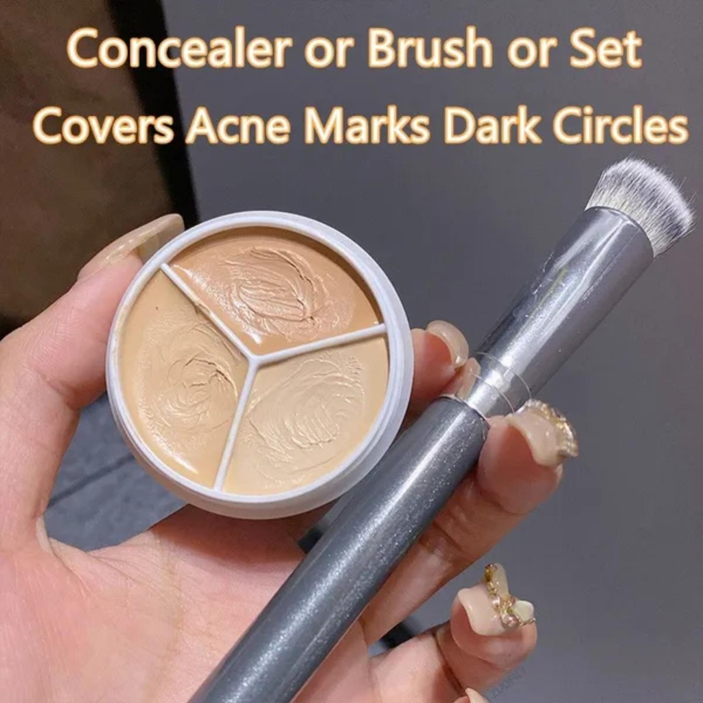 COD Three-color waterproof concealer whitening concealer texture can ...