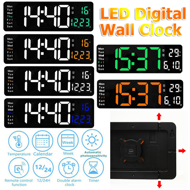 Large Screen Memory Electronic Clock LED Digital Time Date Display