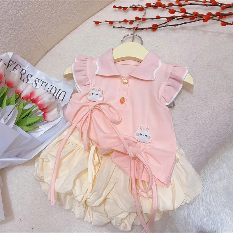 Baby 0-3Y Cute Rabbit Flare Top Bloom Pants 2-Piece Set Beach Set ...