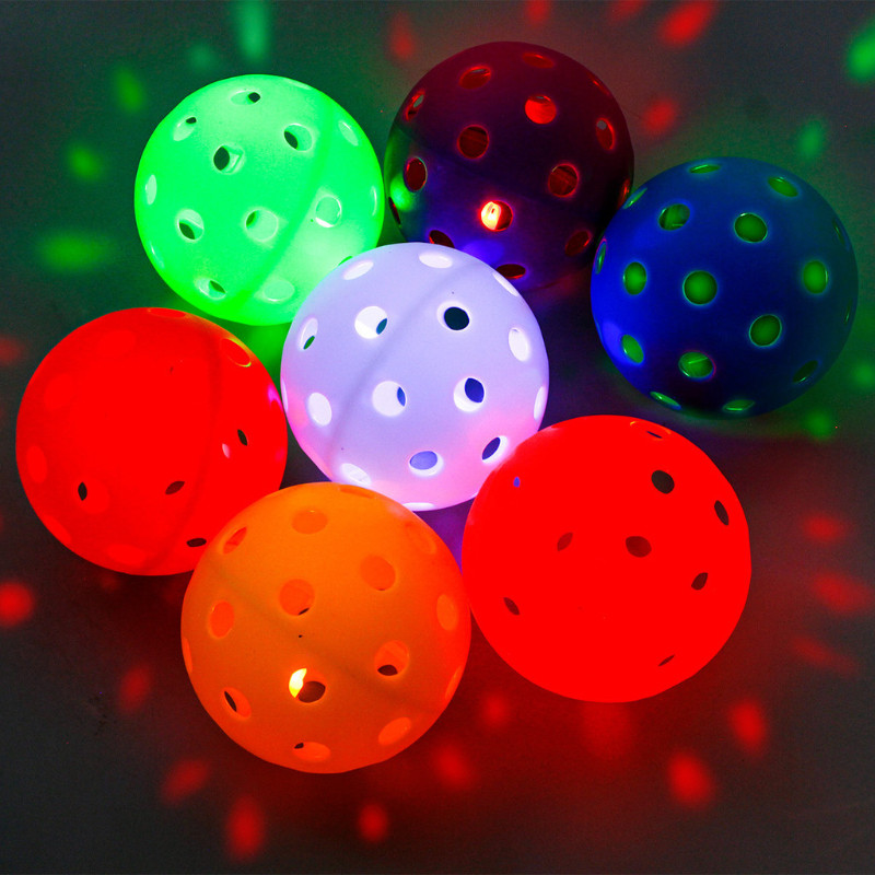 New Pickle Ball 74mm Luminous LED Pickle Ball 40 Hole Luminous Pickle ...