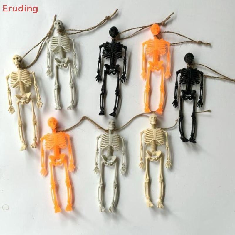 [Eruding] 6pcs Halloween Skeleton With Rope Pendants Plastic Skull Kids ...
