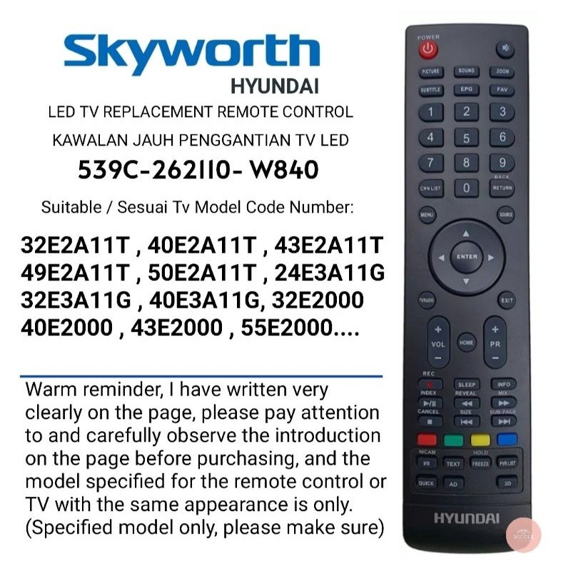 Skyworth LED TV Replacement Remote Control 262110-W840 ( High Quality ...